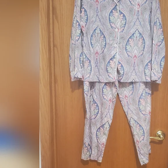 Lauren Ralph Lauren Women's Paisley Pajama Set - Blue and Pink - Picture 5 of 11